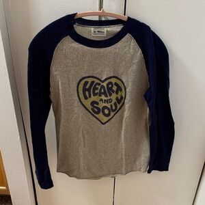 27 Miles Malibu Gray and Navy Heart Sweater